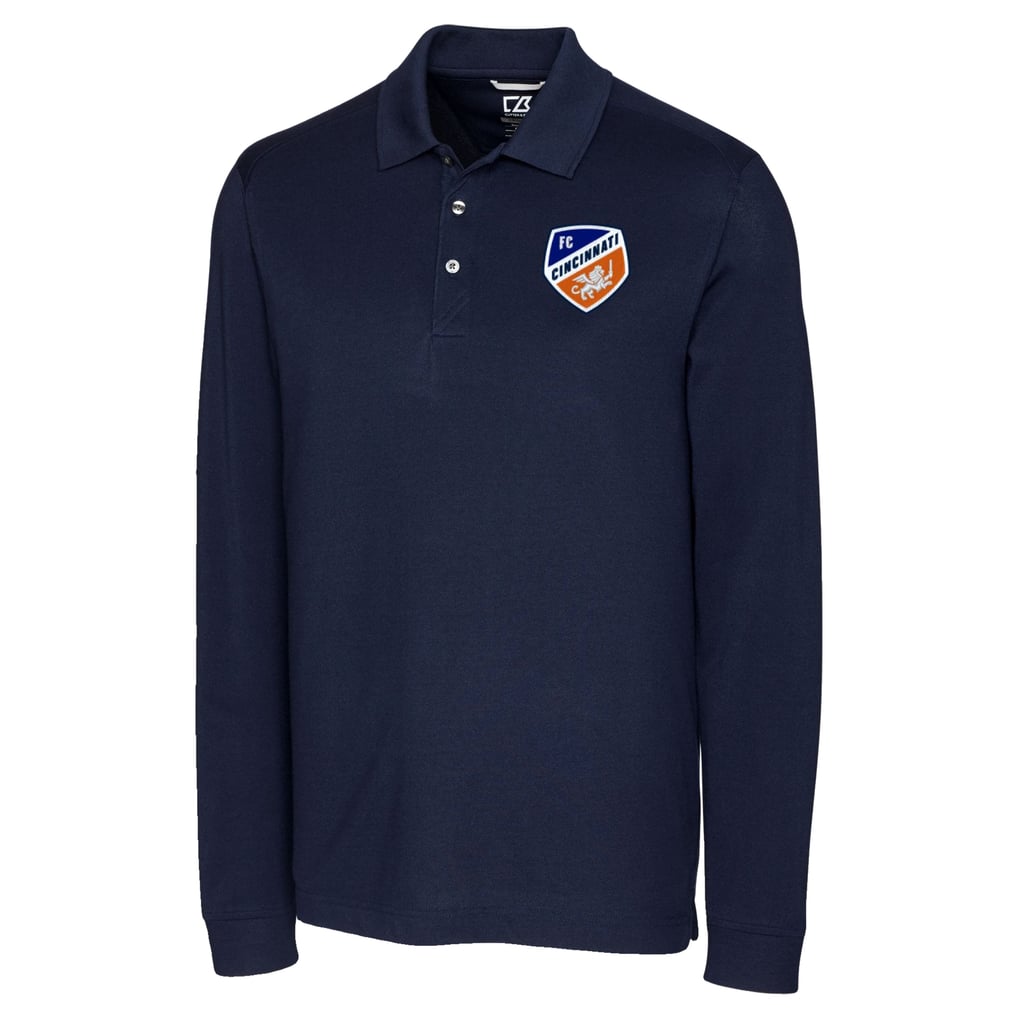  FC Cincinnati Cutter & Buck Advantage Eco Tri-Blend Pique Long Sleeve Polo - Navy